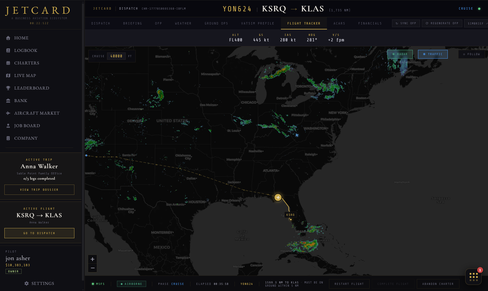 JetCard Flight Tracker